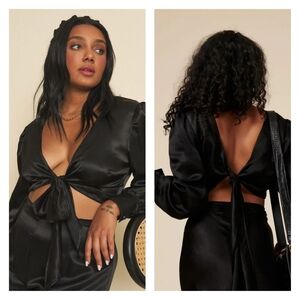 Whimsey + Row Lauren Top in Silky Black